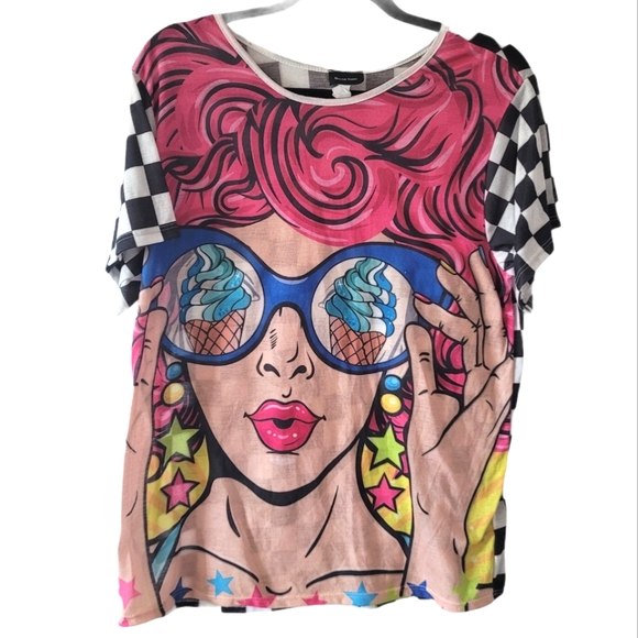 haute mess Tops - Haute Mess short sleeve t-shirt pop art graphic glamour girl retro size medium